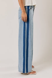 Side Stripe Washed Low Rise Jeans