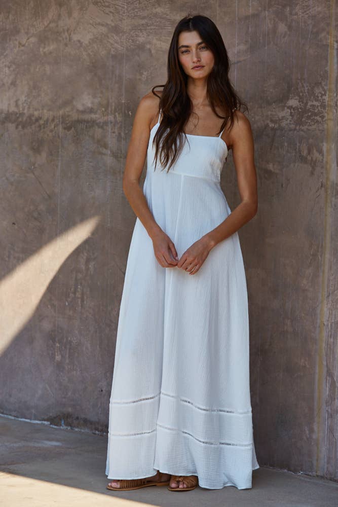White Smocked Maxi Dress
