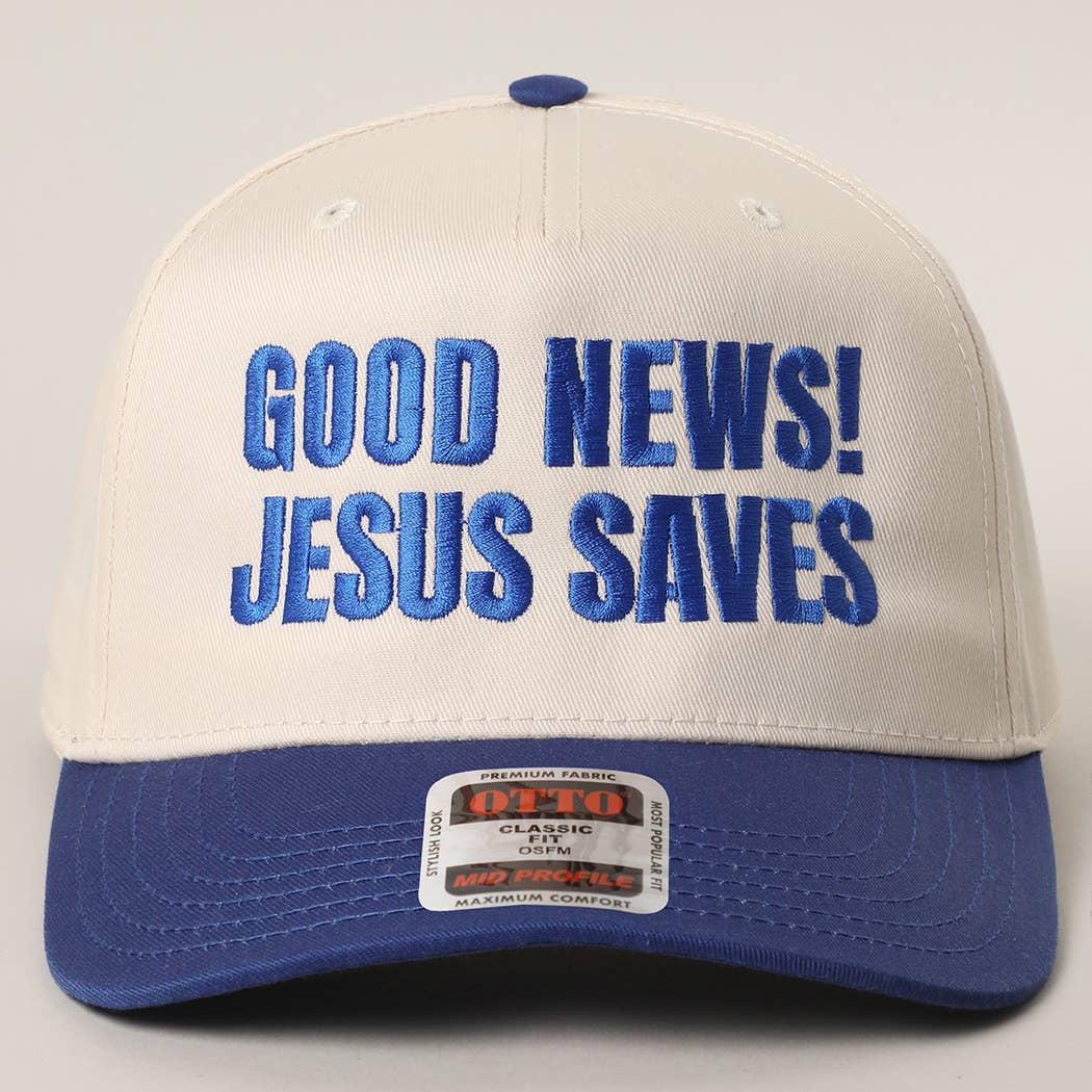 Good News Jesus Saves Trucker Hat/ Blue