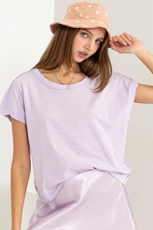 Caroline Purple Short Sleeve Top-RTS