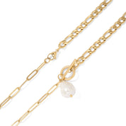18K Gold Toggle Freshwater Pearl Charm Necklace