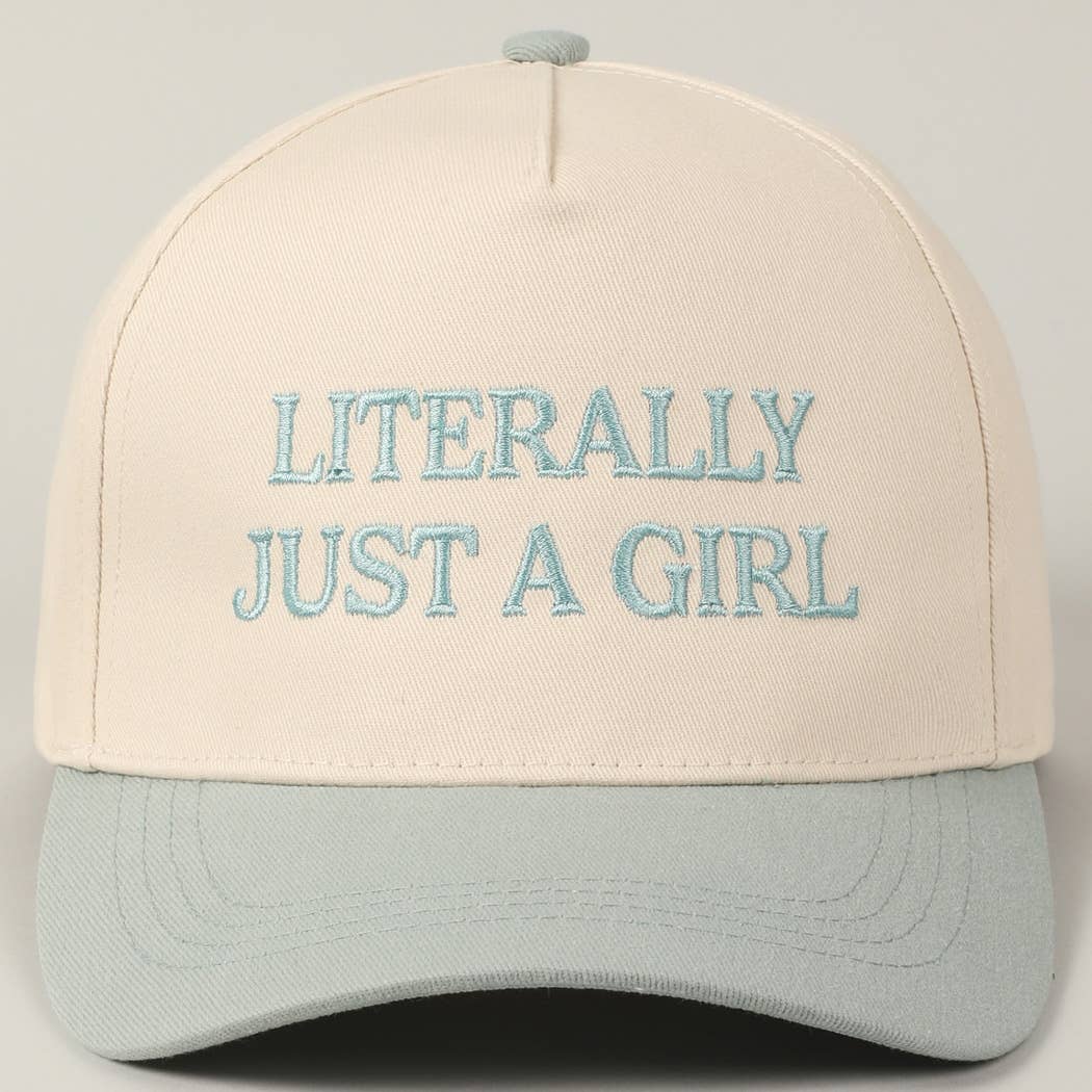 Literally Just A Girl Embroidery Two Tone Trucker Hat: FUCHSIA / ONE SIZE