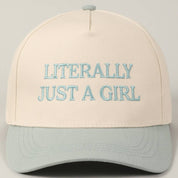 Literally Just A Girl Embroidery Two Tone Trucker Hat: FUCHSIA / ONE SIZE