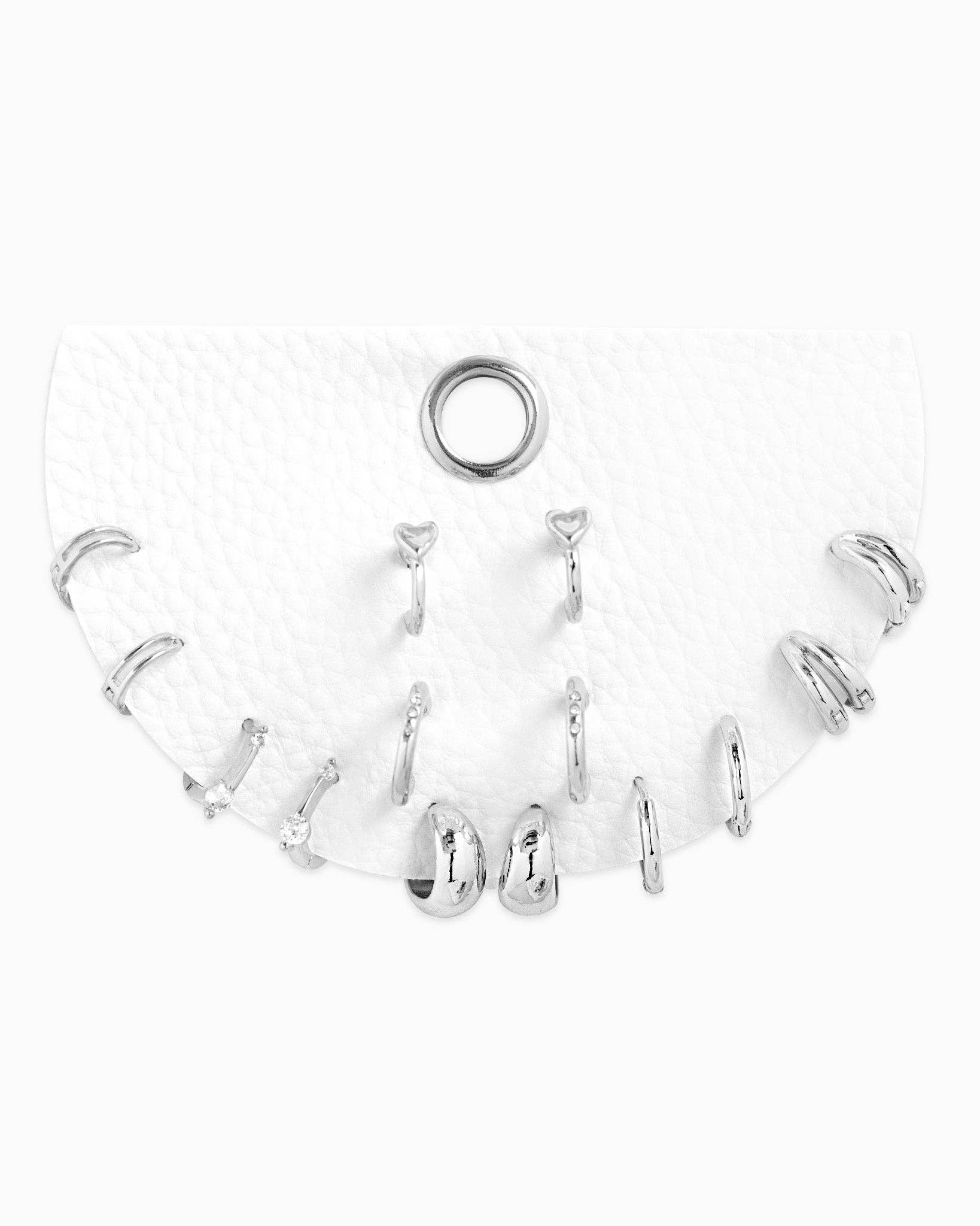 Silver Dainty Huggie Hoop Variety Earring Set of 7