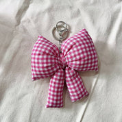 Pink Checker Bow Bag Charm