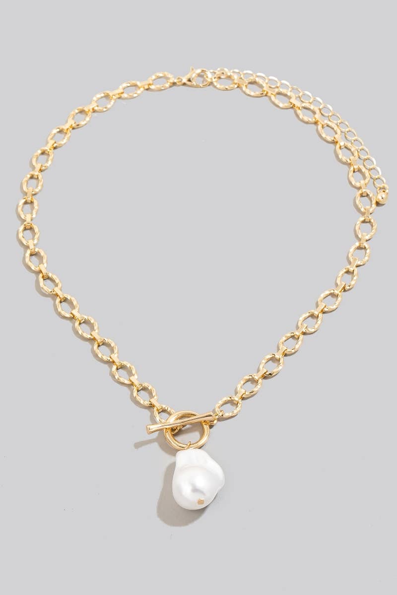 Pearl Pendant Toggle Chain Necklace