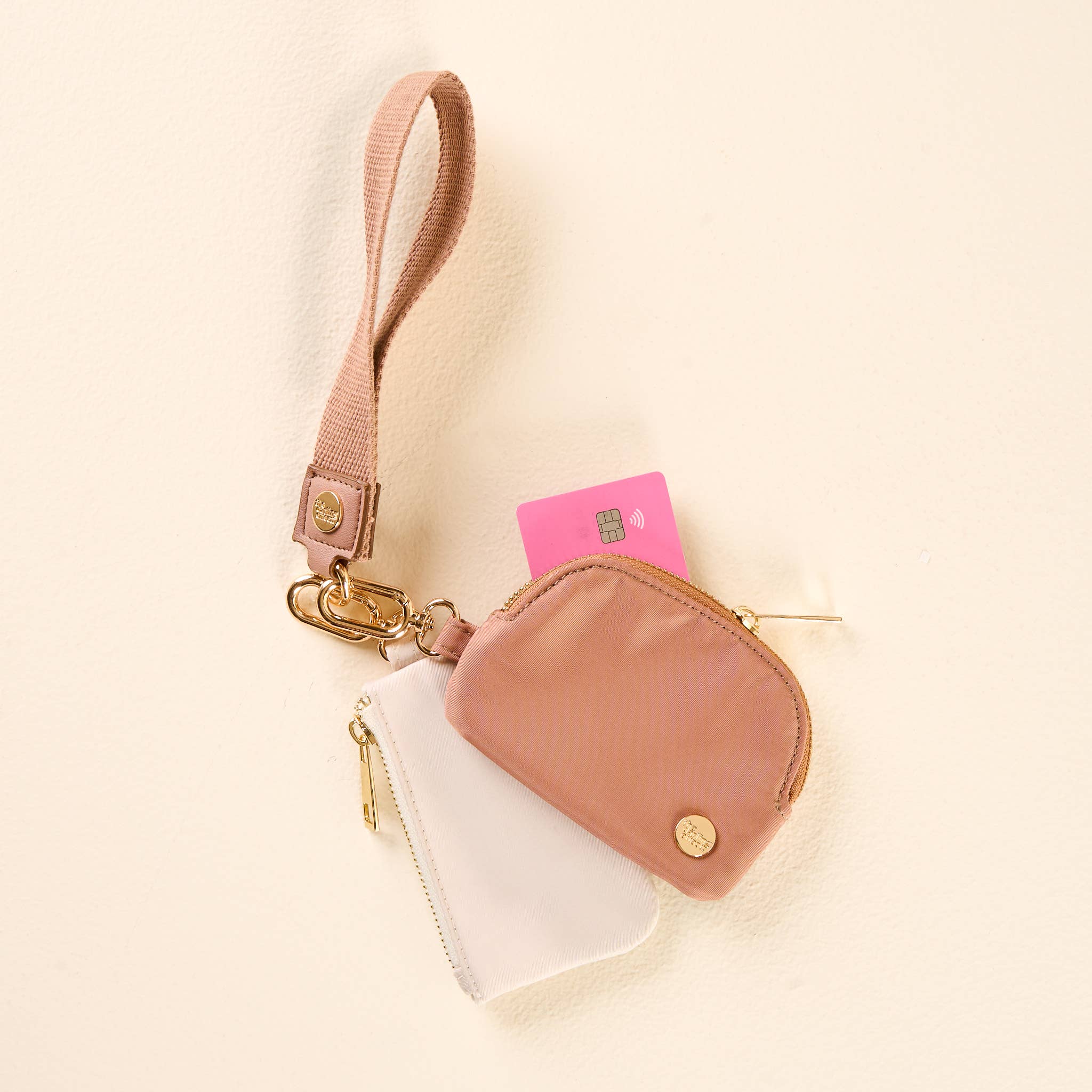 Beige Dynamic Duo Pouch Wristlet