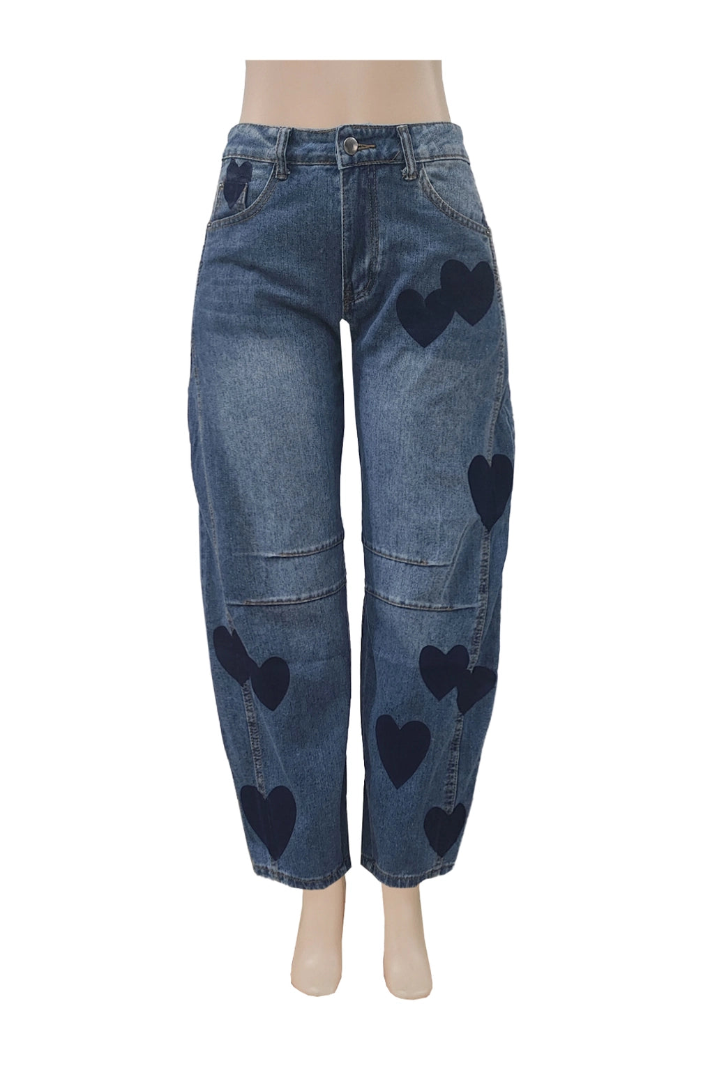 Heart Patch Barrel Jeans