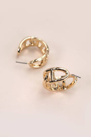 WIDE LINK CHAIN HOOP EARRINGS | 80E2342: Gold