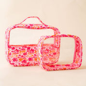 Pink Palms Clear Cosmetic Bag Set