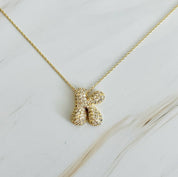 Crystal Bubble Initial Necklace: C