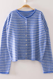 Blue Button Down Stripe Sweater
