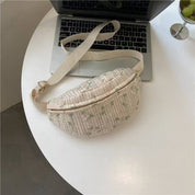 RAFFIA STRAW WAIST FANNY PACK CROSSBODY BELT BAG