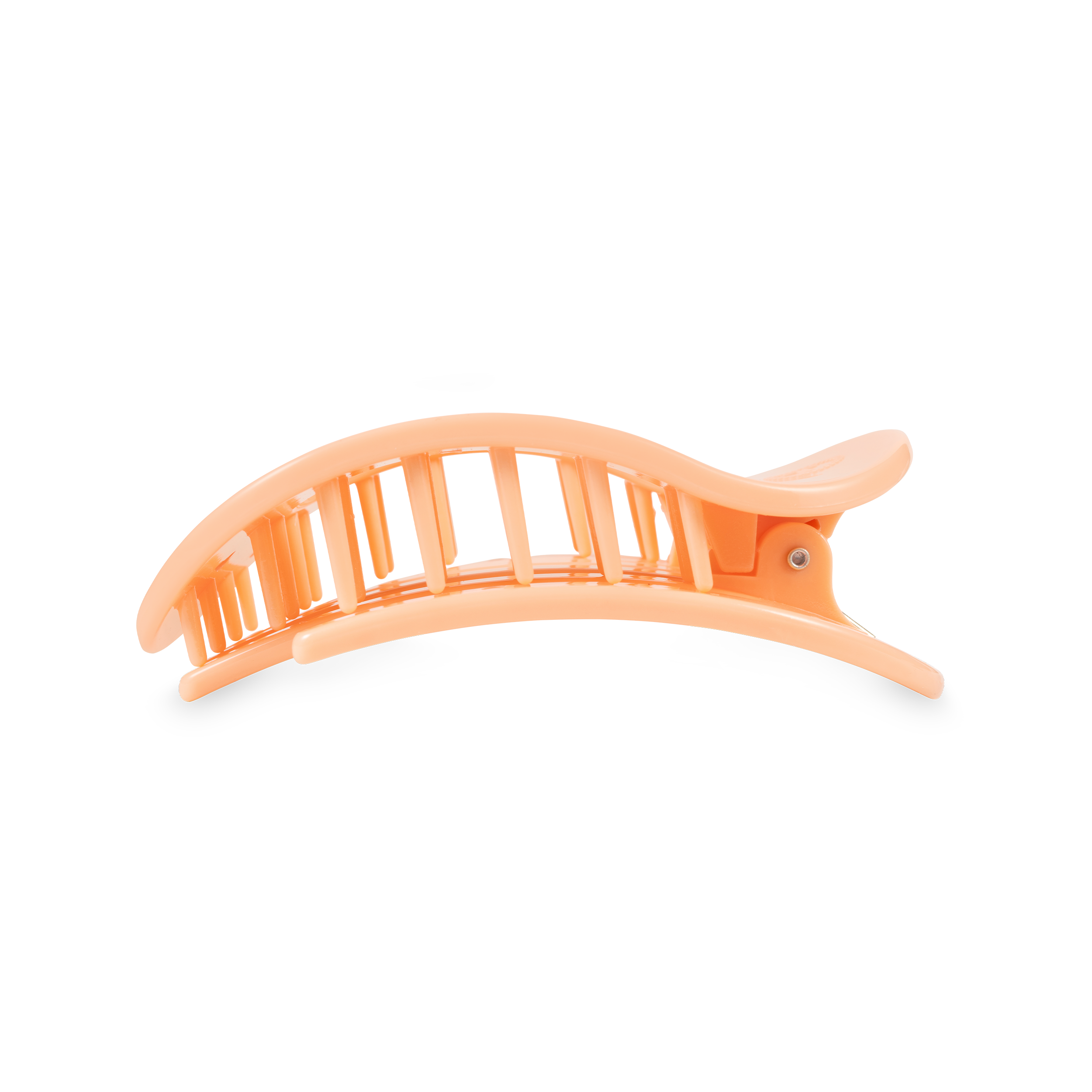 Flat Round Hair Clip | Medium | Peach Fuzz showing bendable teeth for a secure yet gentle hold