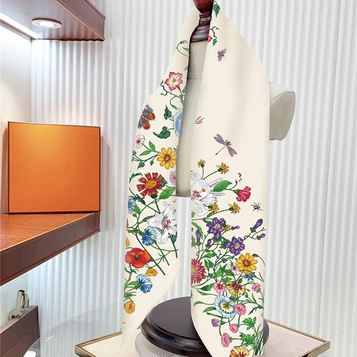 Beige Tulip Twill Silk Sun Scarf from Ninety Nine Boutique