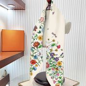 Beige Tulip Twill Silk Sun Scarf from Ninety Nine Boutique