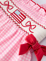 4th of July Plaid Girls Romper