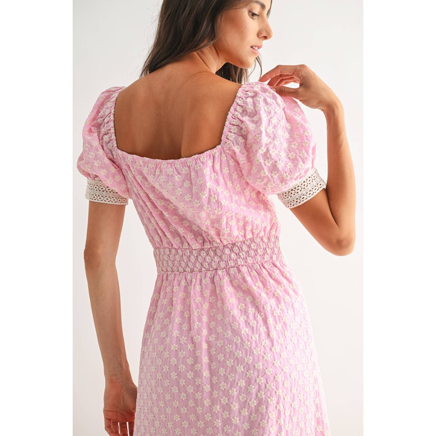 Pink Lace Trimmed Maxi Dress