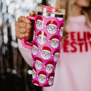 Pink Santa Claus Repeat Christmas Tumbler Cup from Ninety Nine Boutique