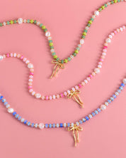 Blue Coquette Bead Pearl Necklace