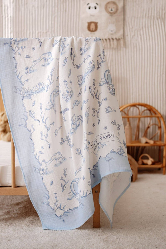 Blue Muslin Baby Blanket