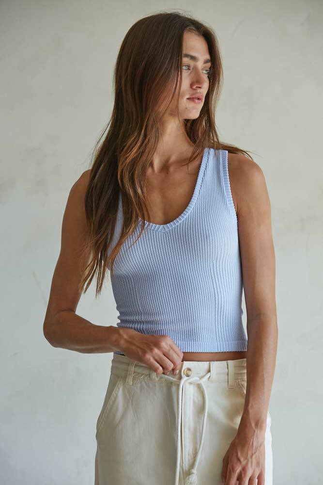 Lavender Seamless Ribbed V-Neck Tank