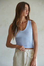 Lavender Seamless Ribbed V-Neck Tank