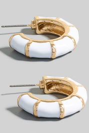 Enamel Bamboo Style Hoop Earrings