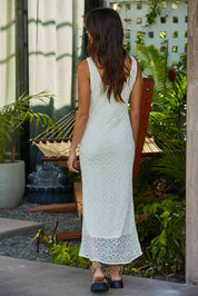 Cream Floral Lace Midi Dress