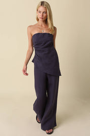 Navy Wide Leg Linen Pants