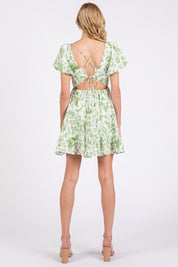 Sage Puff Sleeve Tea Party Mini Dress