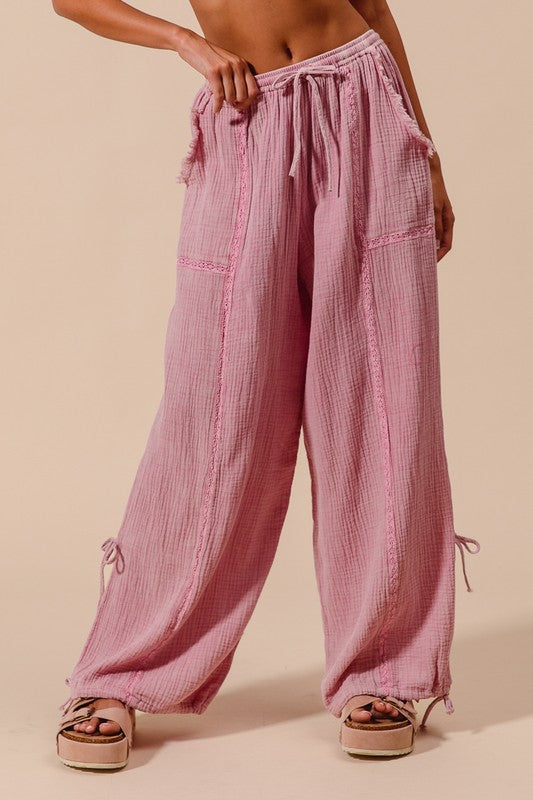 Mauve Gauze Jogger Pants
