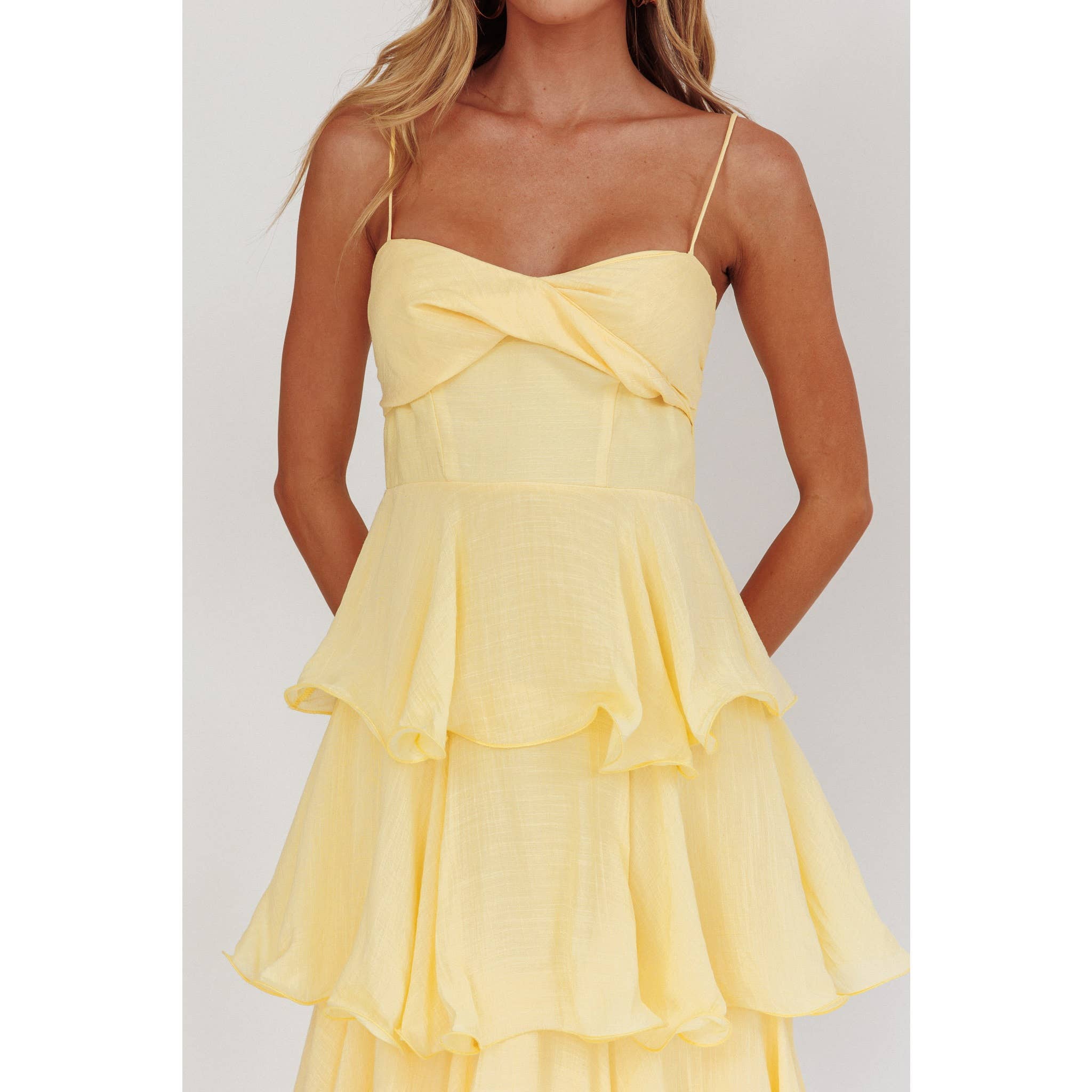 Yellow Ruffle Tiered Maxi Dress