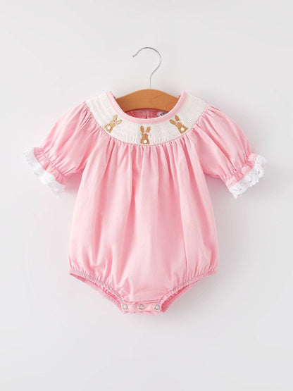 Girls Easter Bunny Pink Romper