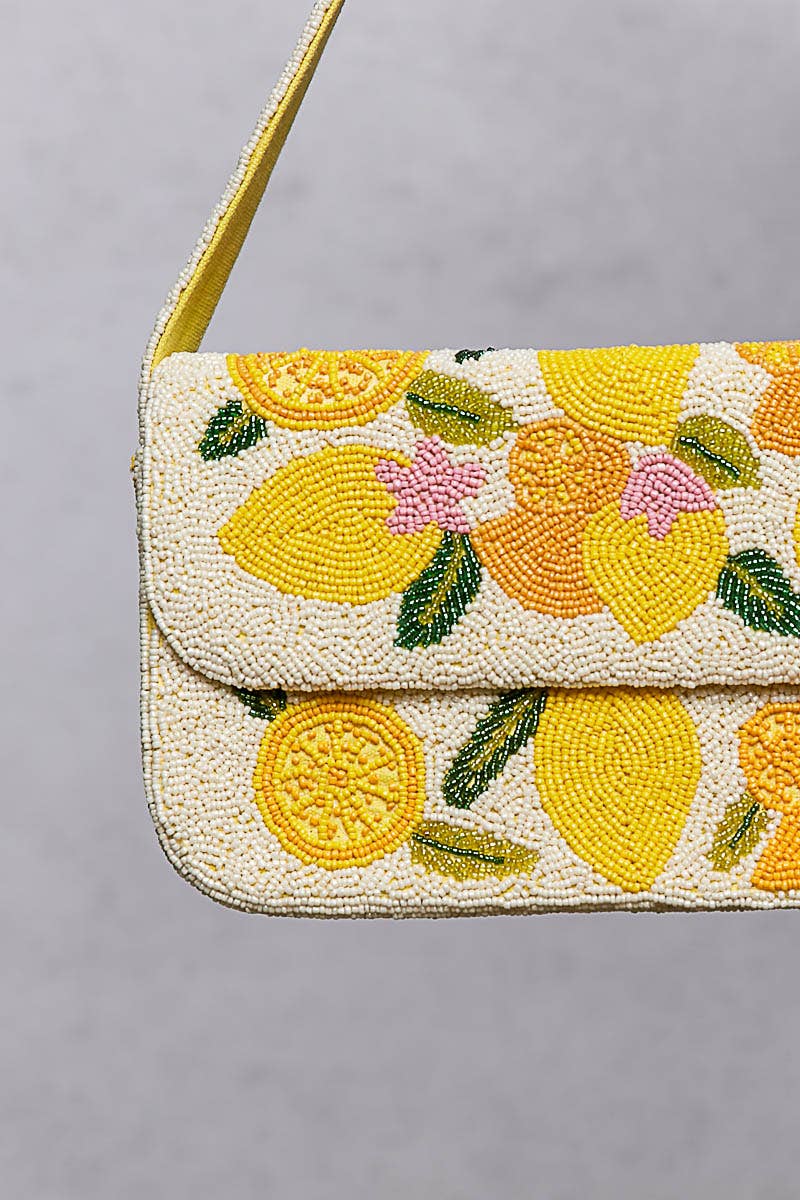 Cream Lemon Pattern Shoulder Bag