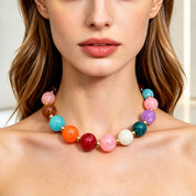 Multicolor Marbled Ball Collar Necklace