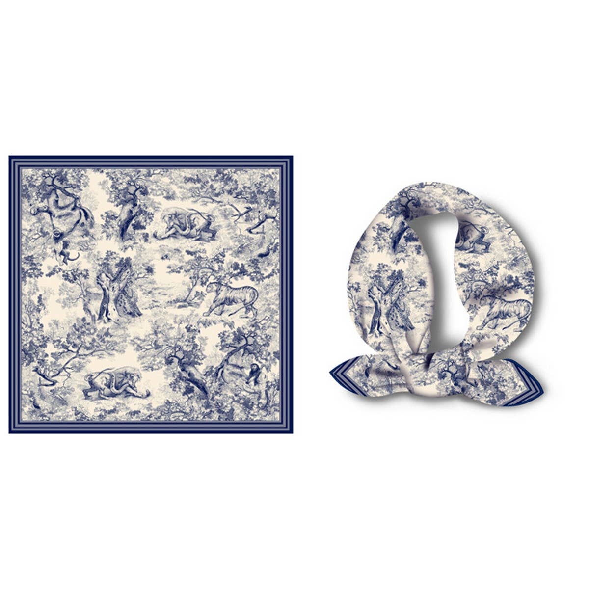 Blue Vintage Versatile Square Scarf — color: blue