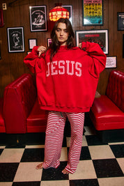 Red Gingham Jesus Mockneck