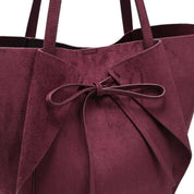 Burgundy Bow Front Suede Tote