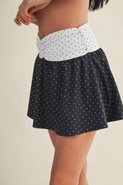 Polka Dot Print Ruched Mini Skort