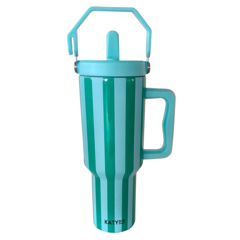 Aqua and Green Striped Tumbler