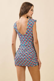 Retro Floral Print Athletic Dress