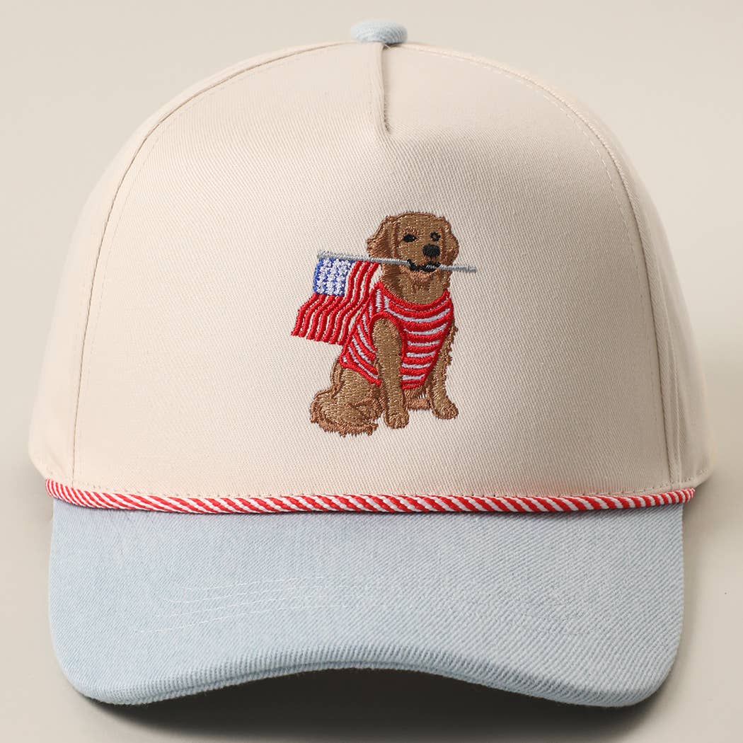 Golden Retriever USA Flag Hat