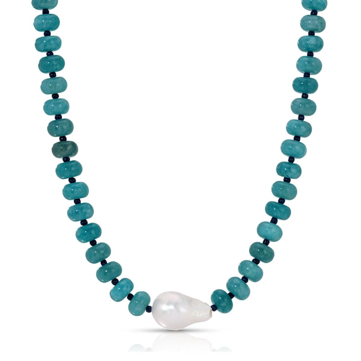 Colored Stone Necklace with Baroque Pearl