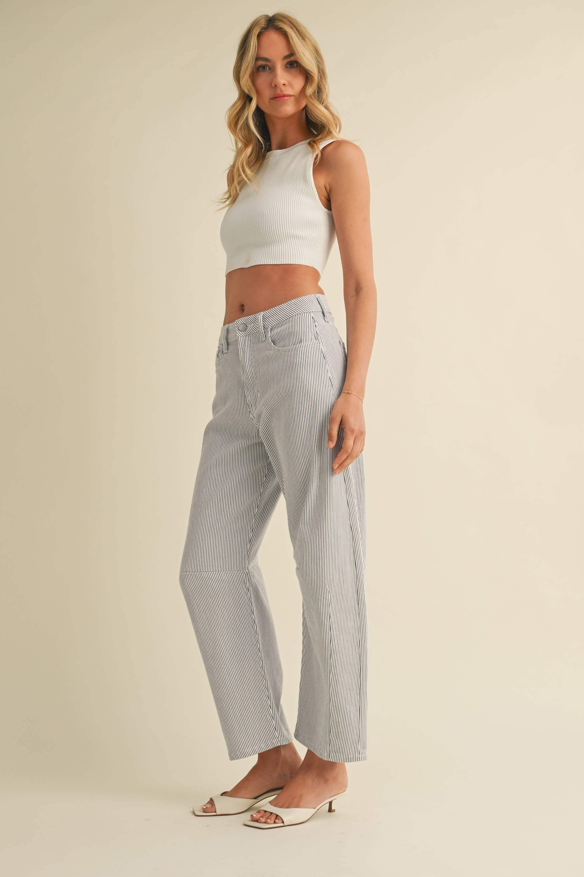 Light Blue Stripe Barrel Jean