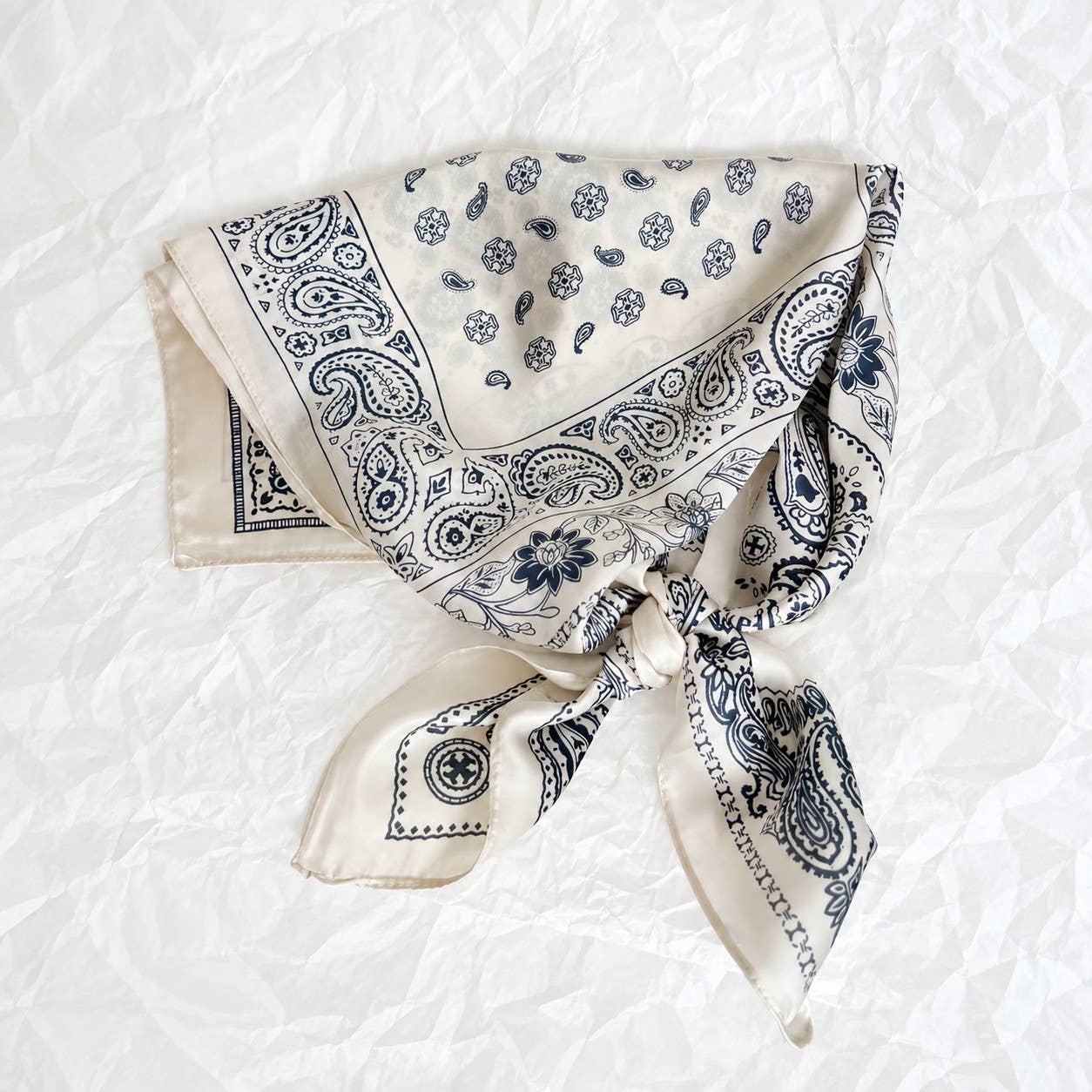 Cream Paisley Four-Panel Bandana Scarf