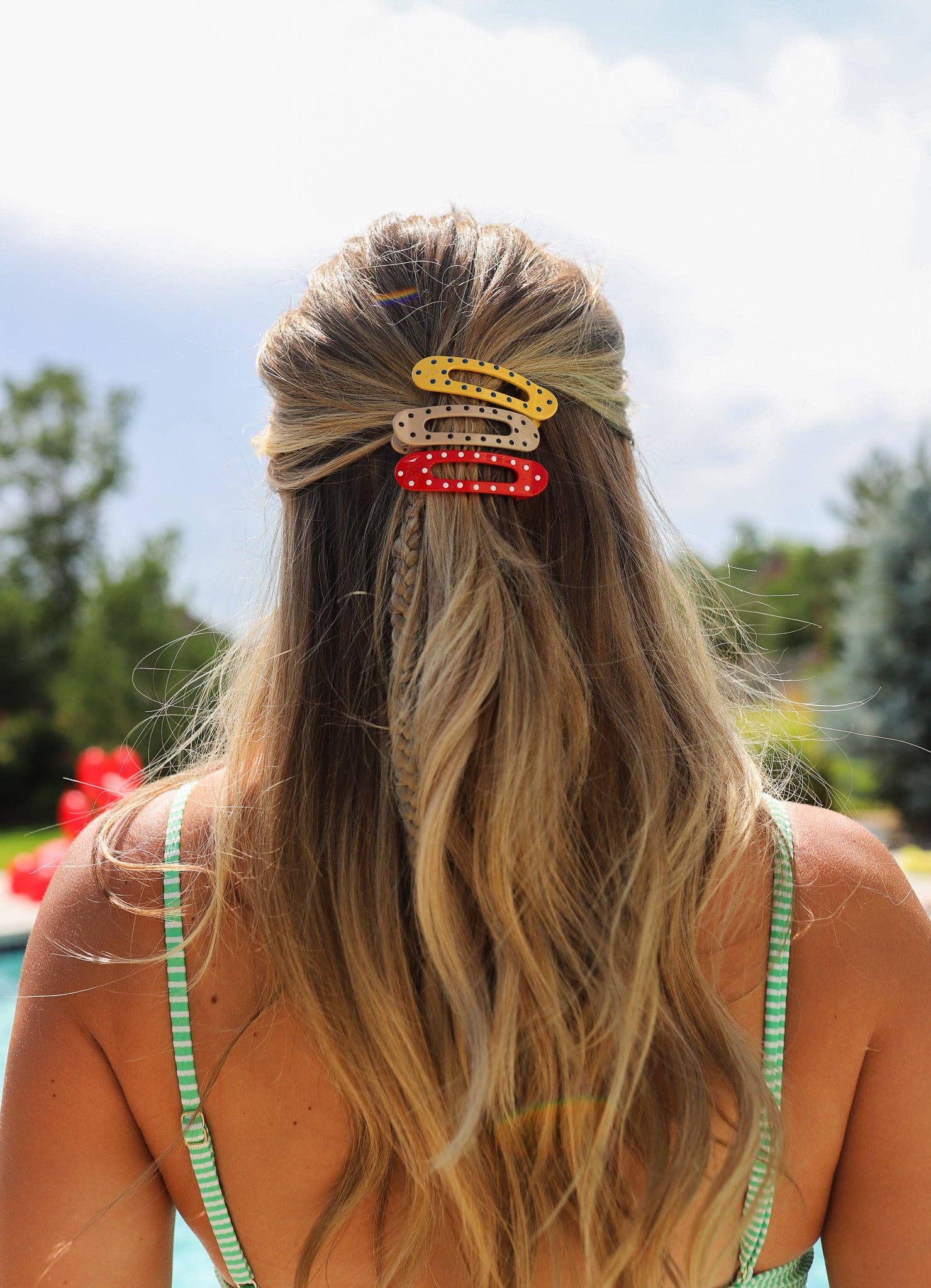 Polka Dot Mini Lay Down Claw Clip