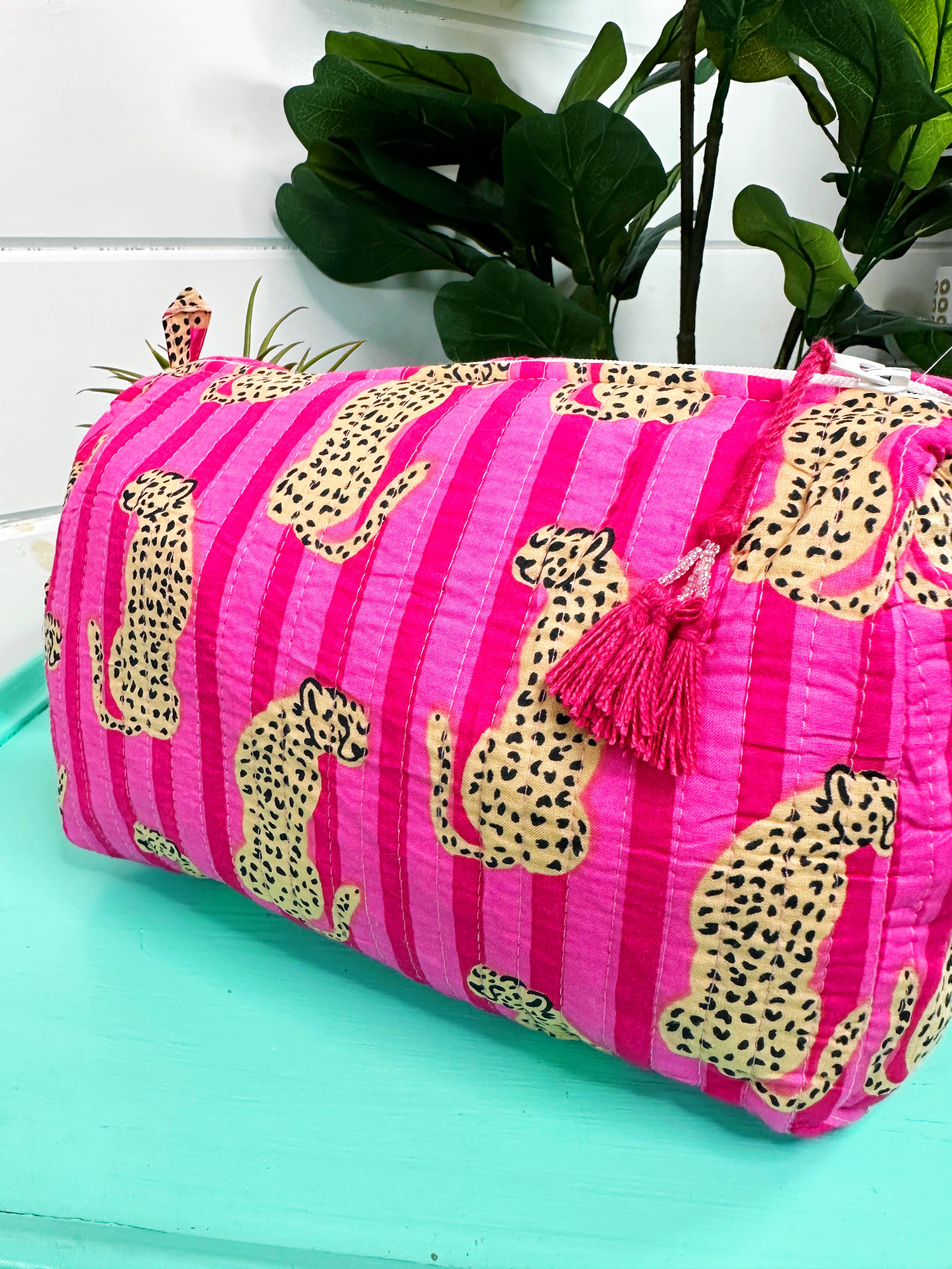 Quilted Makeup Bag | Travel Cosmetic Toiletry Bag | Jaguars