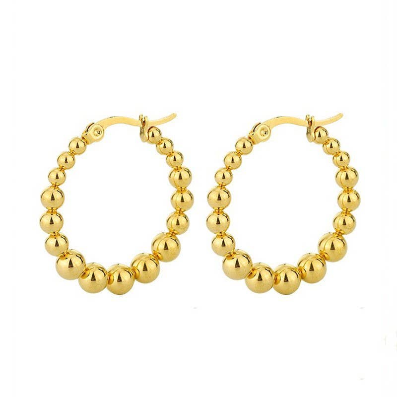 18K STAINLESS STEEL WATERPROOF TARNISH FREE HOOPS | 40E404: GOLD