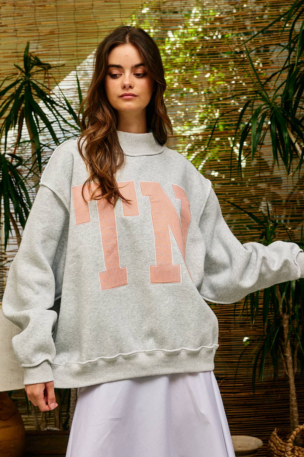 TN Stripe Mock Neck Sweatshirt